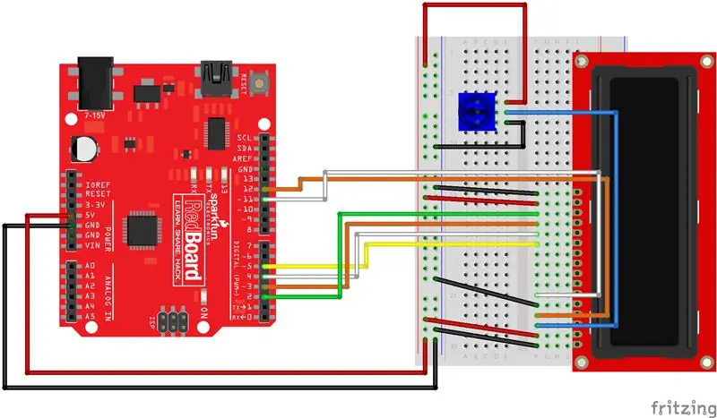 Pripojte LCD k oddelenému Breadboardu a napájaniu