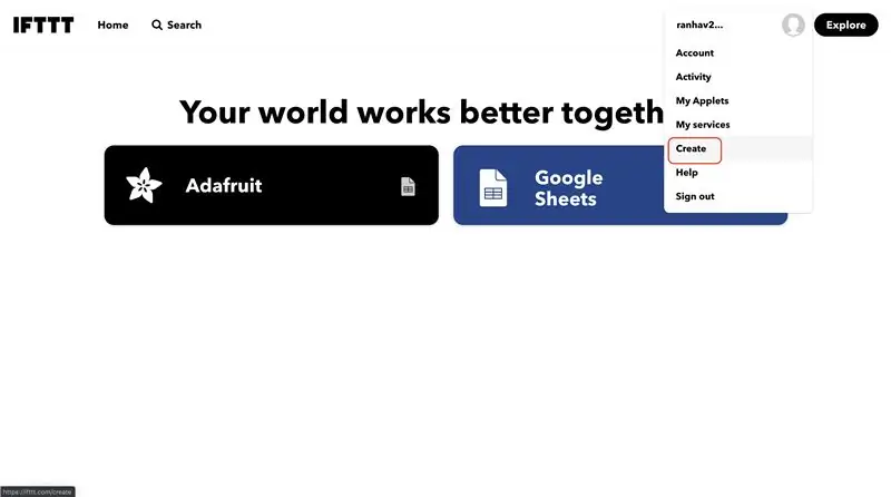 Lidhni Adafruit me Google Sheets duke përdorur IFTTT