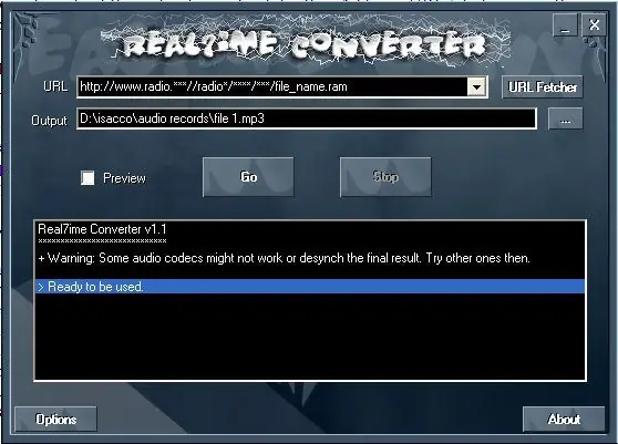 Antrasis metodas. Tikro garso failo įrašymas naudojant „Real7time Converter“