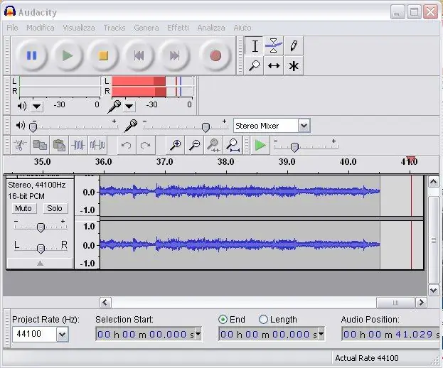 Metoda a treia. Înregistrarea fișierului audio real cu Audacity