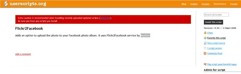 I-install ang Flickr2Facebook Gresemonkey Script Mula sa Userscript.org