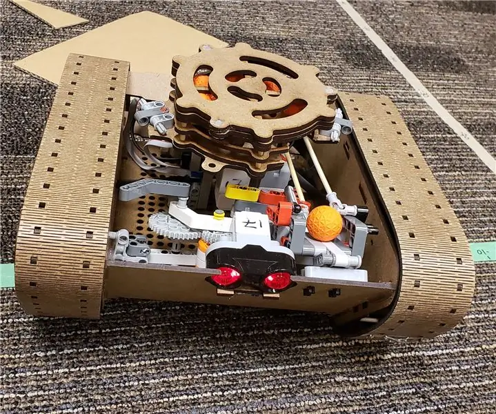 Laserom rezaná guľôčka Nerf Ball strieľajúca z tanku Lego EV3: 4 kroky