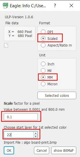 Importálja a Bitmap -ot az Eagle -be