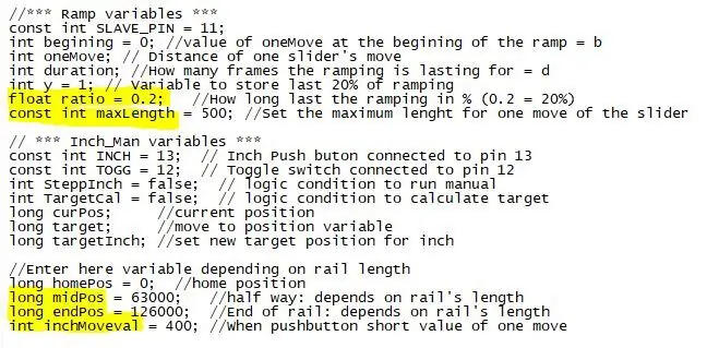 Código Arduino 6 - Variables y valores de configuración