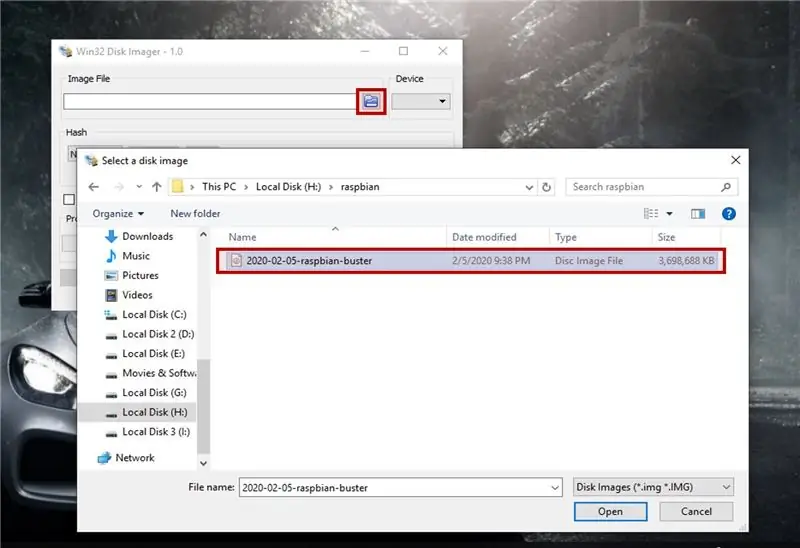 Տեղադրումն ավարտվելուց հետո բացեք 'win32Disk Imager' և ընտրեք այրվող պատկերի ֆայլը