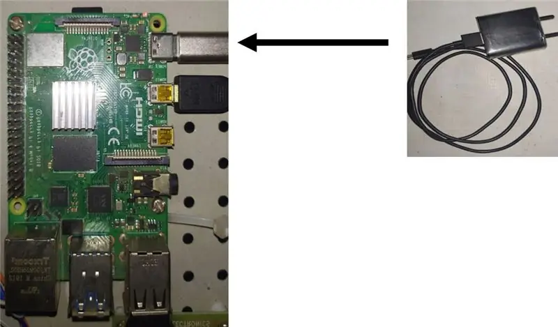 Til slutt kobler du strøm til Raspberry PI