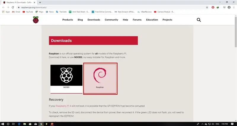 Dvokliknite sličico 'Raspbian' v razdelku Prenosi