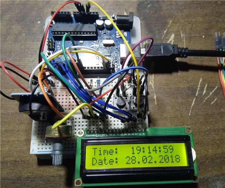 Hodiny Arduino s krokmi DS3231 a LCD1602: 3