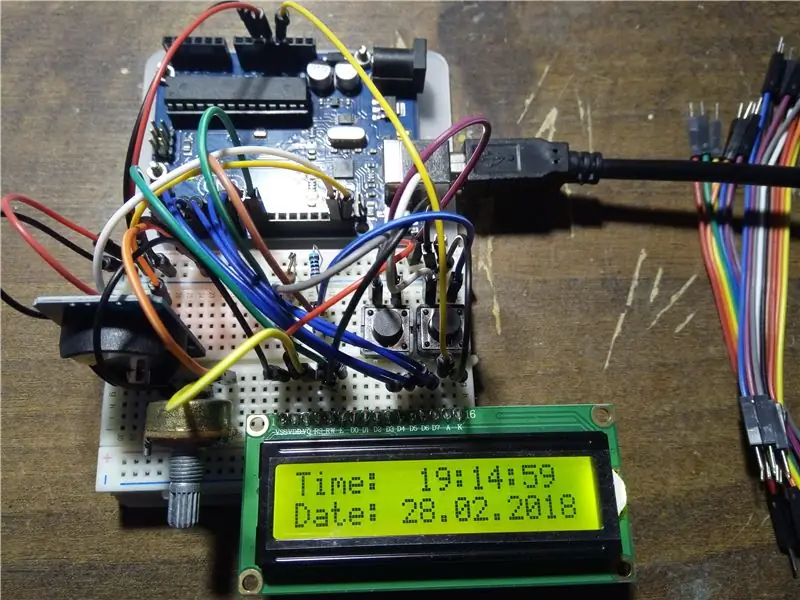 DS3231 va LCD1602 bilan Arduino soati