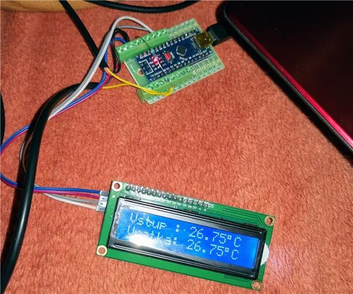 „Arduino Nano“ir du DS18B20 temperatūros jutikliai su I2C LCD: 5 žingsniai