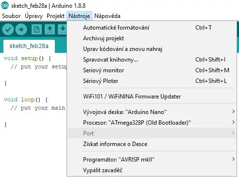 Arduino IDE Vyhľadajte adresu