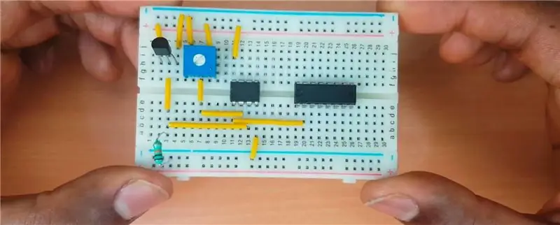 Conectó los pines del controlador del motor según el diagrama del circuito al riel positivo de la placa de pan