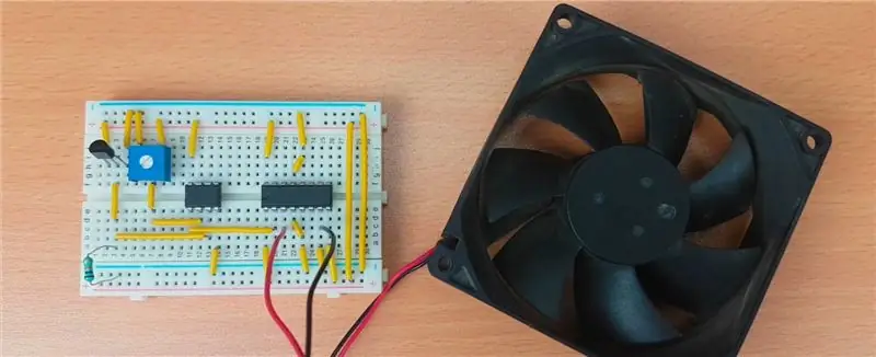 El nostre motor de corrent continu comença a girar a causa de la sensibilitat de temperatura que detecta el sensor de temperatura. Quan apartem el nostre element de calefacció del sensor de temperatura, el motor del ventilador deixa de girar