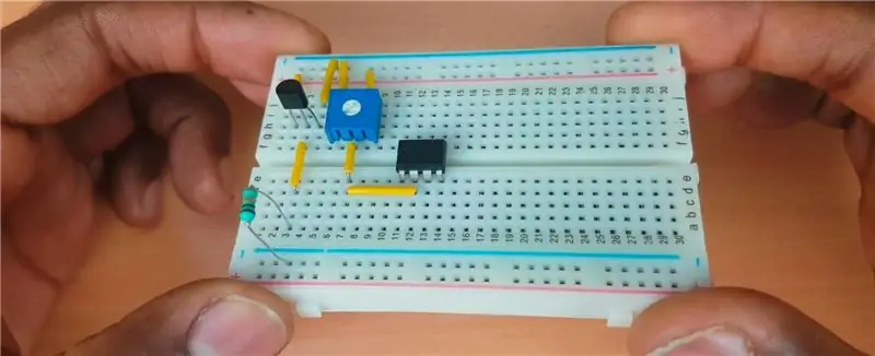 Dabar prijunkite LM358 2 kaištį prie potenciometro