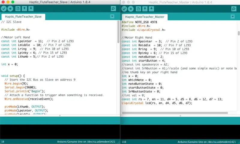 Código para ambos os Arduinos