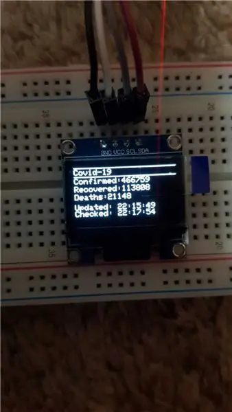 Коронавирустун учурларын эсептөөчү - ESP32