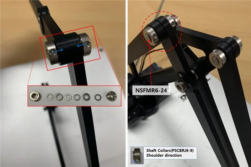 Surinkite sukimosi ašį su „Link 200 B“, sumontuota 11 veiksme, ir „Link 250“bei ašies dalimis, atkreipdami dėmesį į surūšiuotą tvarką ir veleno apykaklių nurodymus