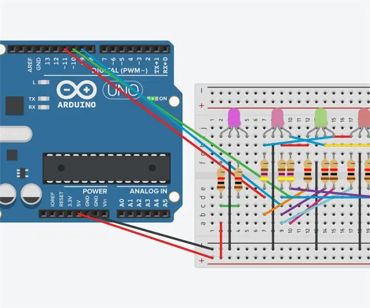 RGB LED- ների օգտագործումը `գունային հաջորդականություններ ստեղծելու համար. 12 քայլ