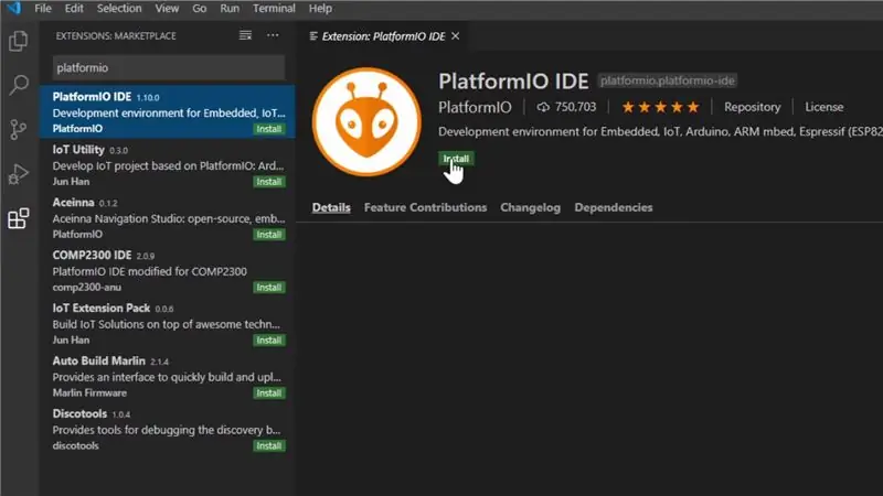 Software: Pag-install ng PlatformIO