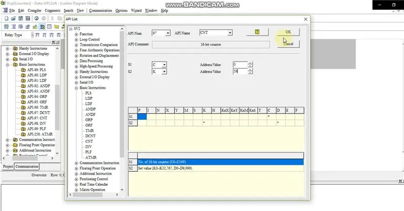 Commande de compteur: (secondes)