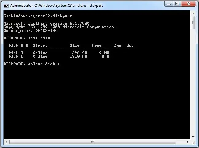 DISKPART käsu kasutamine