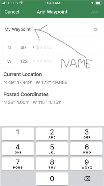 Aggiungi un nome per il tuo waypoint