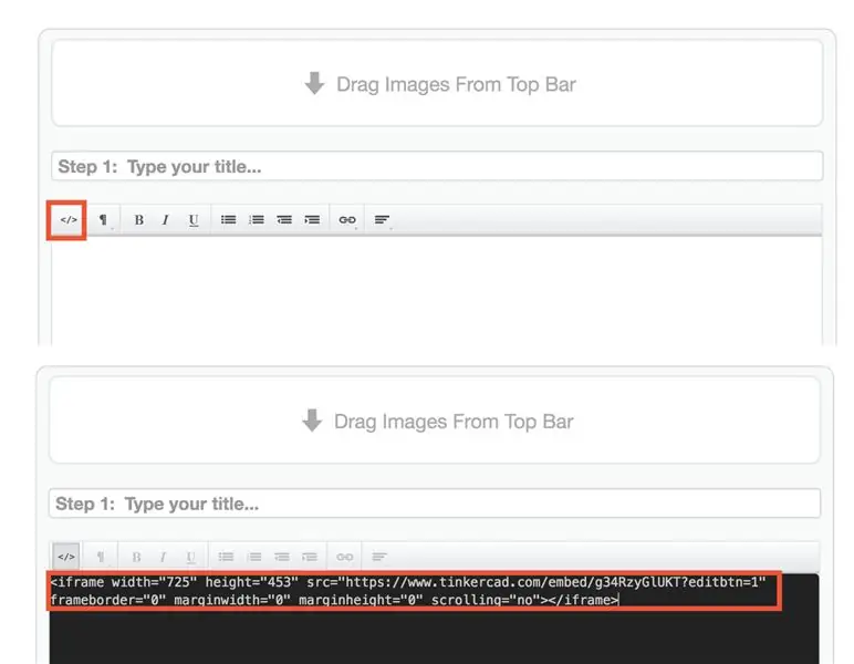 Enganxa el codi incrustat a l’editor HTML d’instructibles