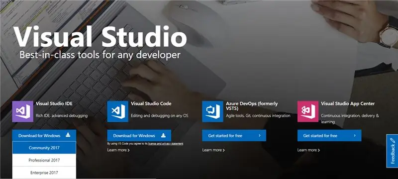 Загрузите интегрированную среду разработки Visual Studio