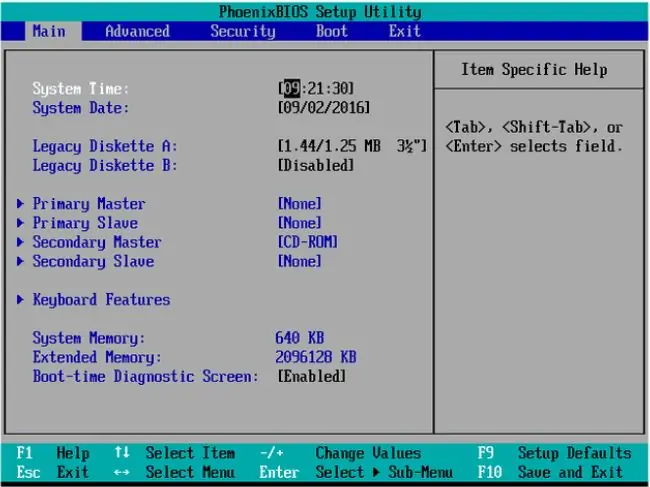 อัปเดตการตั้งค่า BIOS