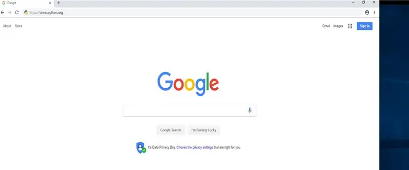 Gå til søkefeltet og skriv Www.python.org