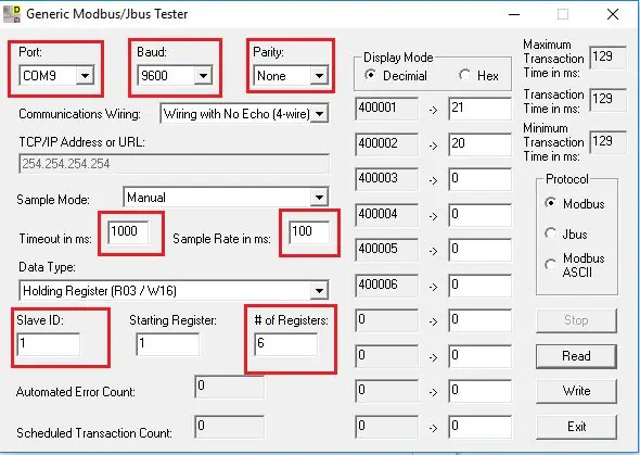 Prova Modbus