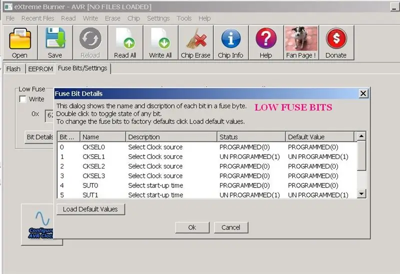 Kaitsmete seadistamine EXtreme Burner Fuse Calculator abil