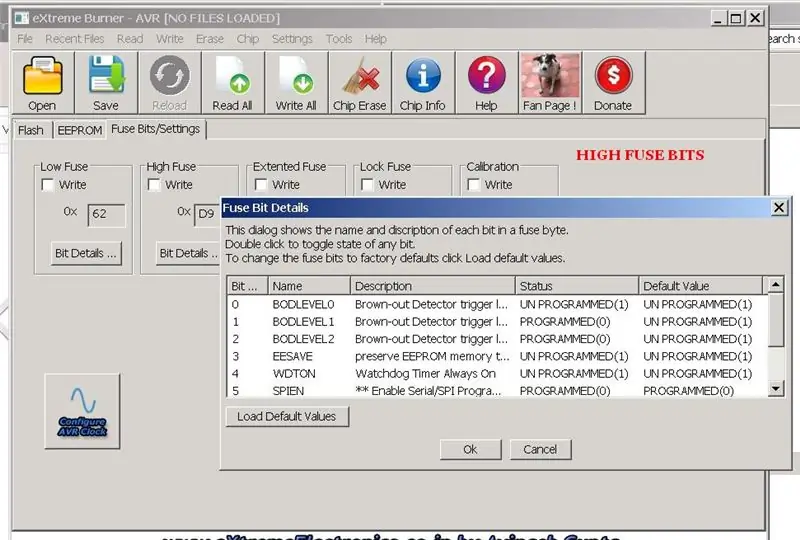 Kaitsmete seadistamine EXtreme Burner Fuse Calculator abil