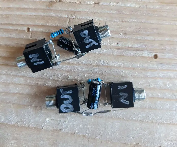 Filtre passiu de passiu baix per a circuits d'àudio (filtre RC de forma lliure): 6 passos Filtre passiu de passiu baix per a circuits d'àudio (filtre RC de forma lliure): 6 passos