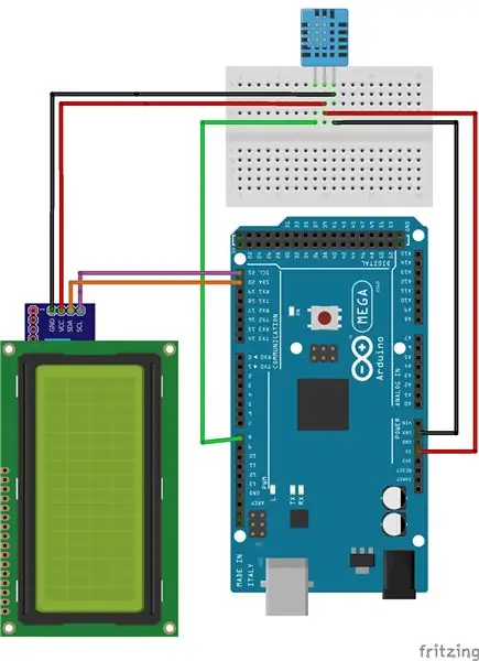 Pripojte DHT11 a LCD k Arduinu