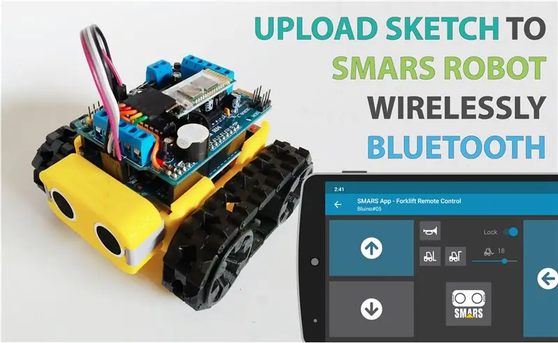 Upgradujte štít motoru pro robot SMARS Arduino - nahrajte kód přes Bluetooth