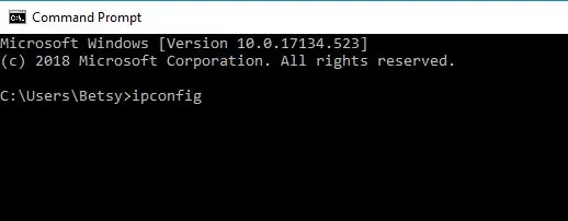Ipconfig yazın və Enter düyməsini basın
