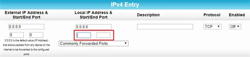 Upišite početne i završne portove koje želite otvoriti na svojoj mreži/usmjerivaču