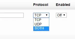 Chọn cả hai trong hộp thả xuống giao thức