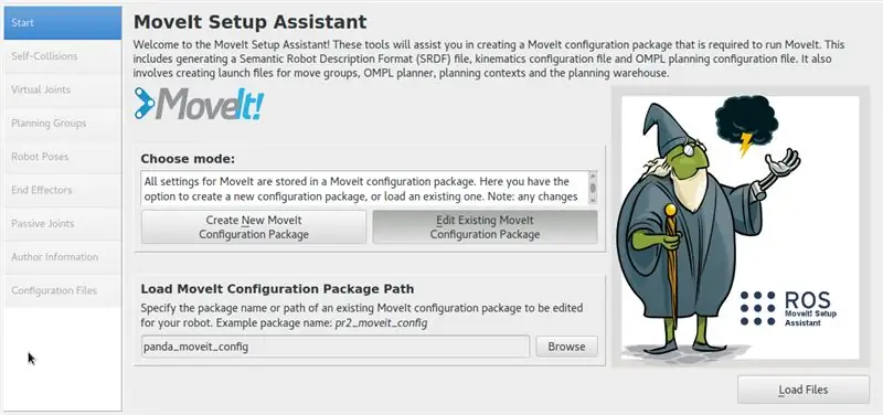 Создание конфигурации робота с помощью Ассистента настройки MoveIt