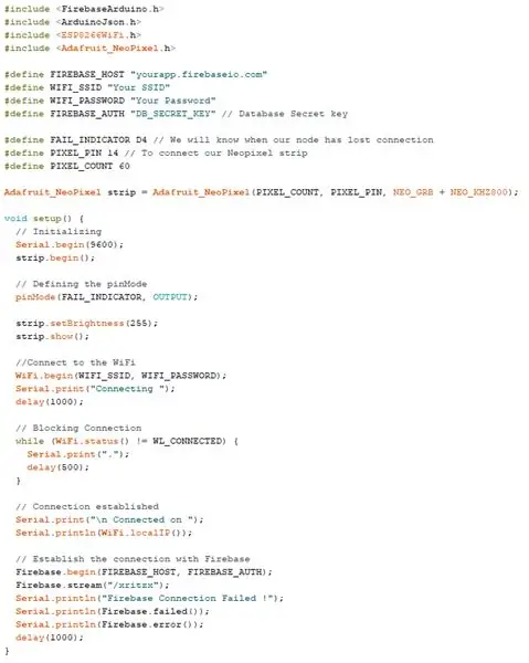 Código para la configuración