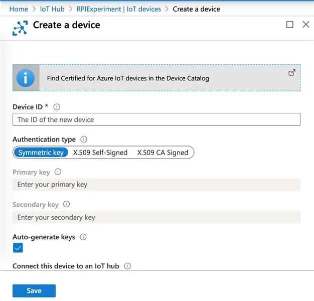 Creare un dispositivo nell'hub IoT di Azure