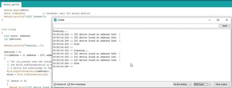 Kontrollige Ina -ESP32 ühendust I2C skanneriga