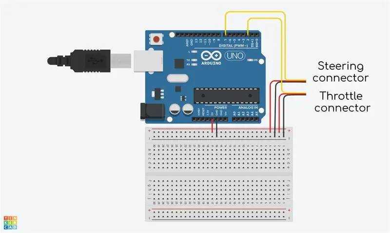 Միացրեք ձեր Rc ընդունիչը ձեր Arduino- ին