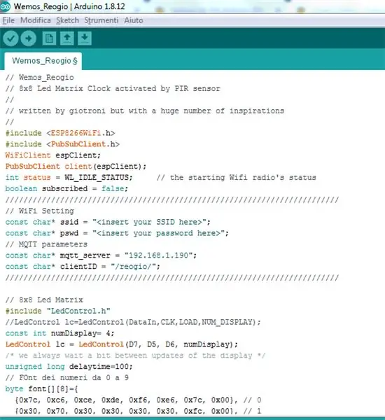 Scrivi e carica il programma su Wemos D1mini