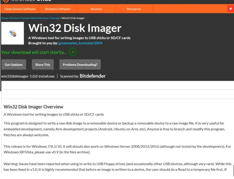 Win32 Disk Imager'ı İndirin