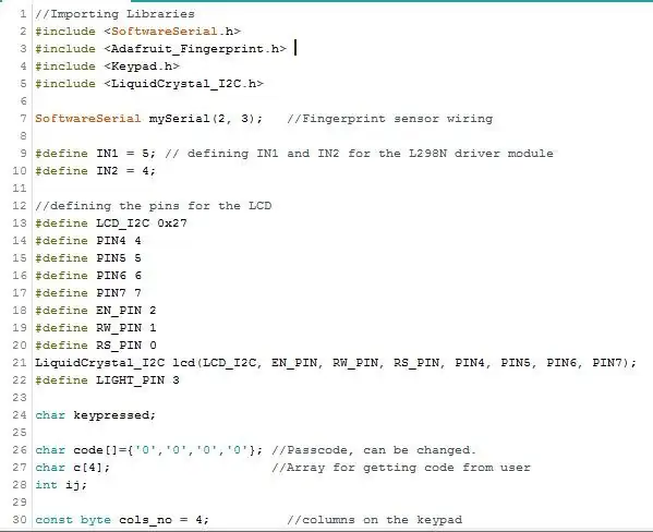 Fingerprint Lock Code at Pagpapatakbo