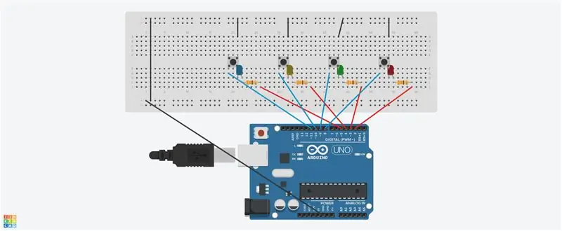 Bedrading van die LED's en knoppies