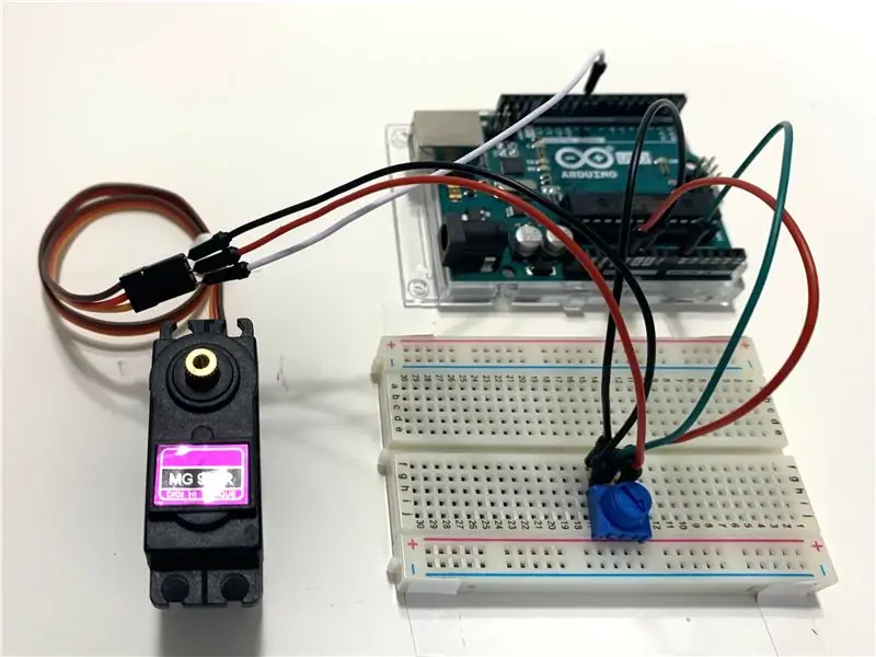 Potenciométer + szervo + Arduino