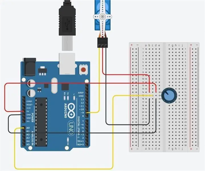 Potenciometer in servo: nadzorovano gibanje z Arduinom: 4 koraki